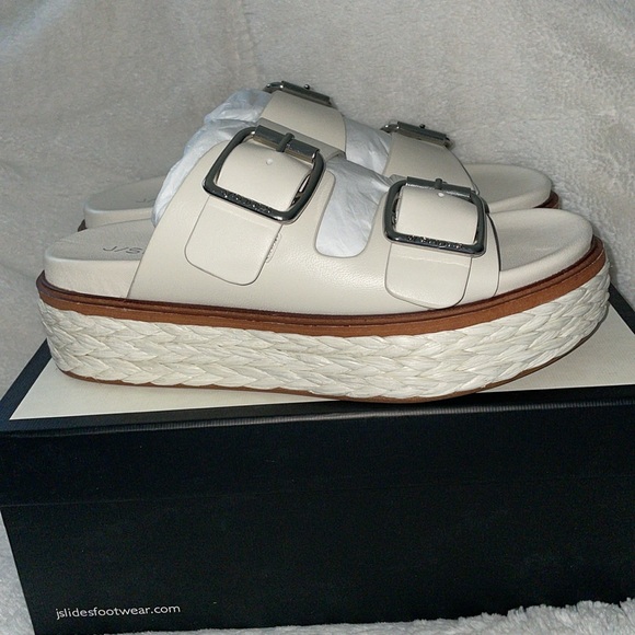 NWT J/SLIDES BONNIE Bone Leather Sandal - Picture 10 of 14